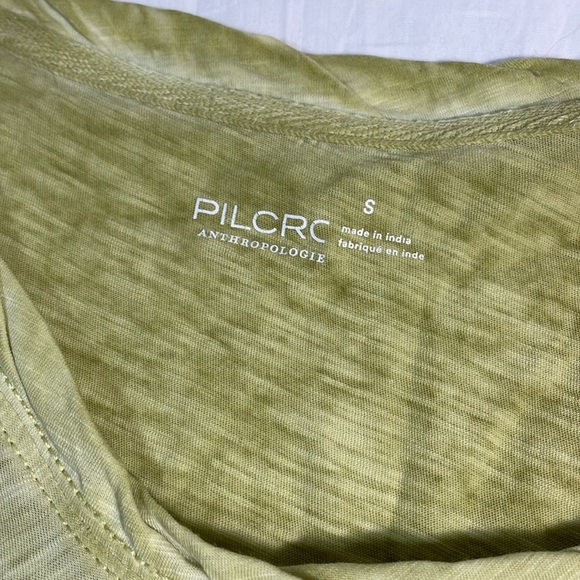Anthropologie Pilcro Scoop Neck Tee in Green Heather Short Rolled Sleeve Small - Picture 3 of 4
